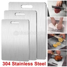 304 Stainless Steel Cutting Board Double-Sided Cutting Boards Kitchen Camping US