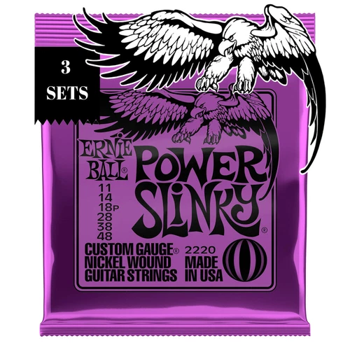 Ernie Ball 3-pk Power Slinky Electric Guitar Strings Cuerdas de Guitarra 2220 3x