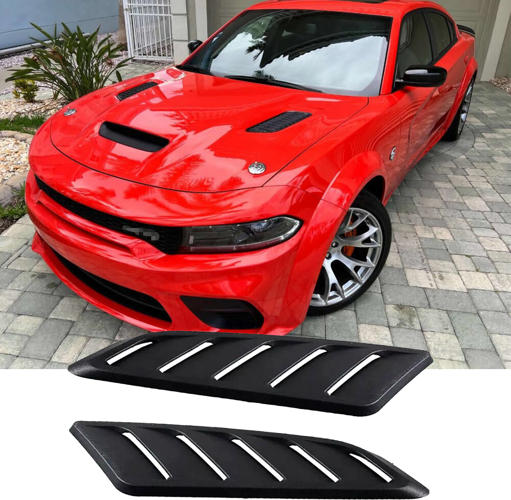 For Dodge Charger 06-25 2x Sport Black Car Front Hood Air Vent Cover Decor Trim