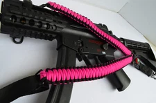 Tactical 550 Paracord Rifle Gun Sling Single Point 50" Compass & Flint (HotPink)