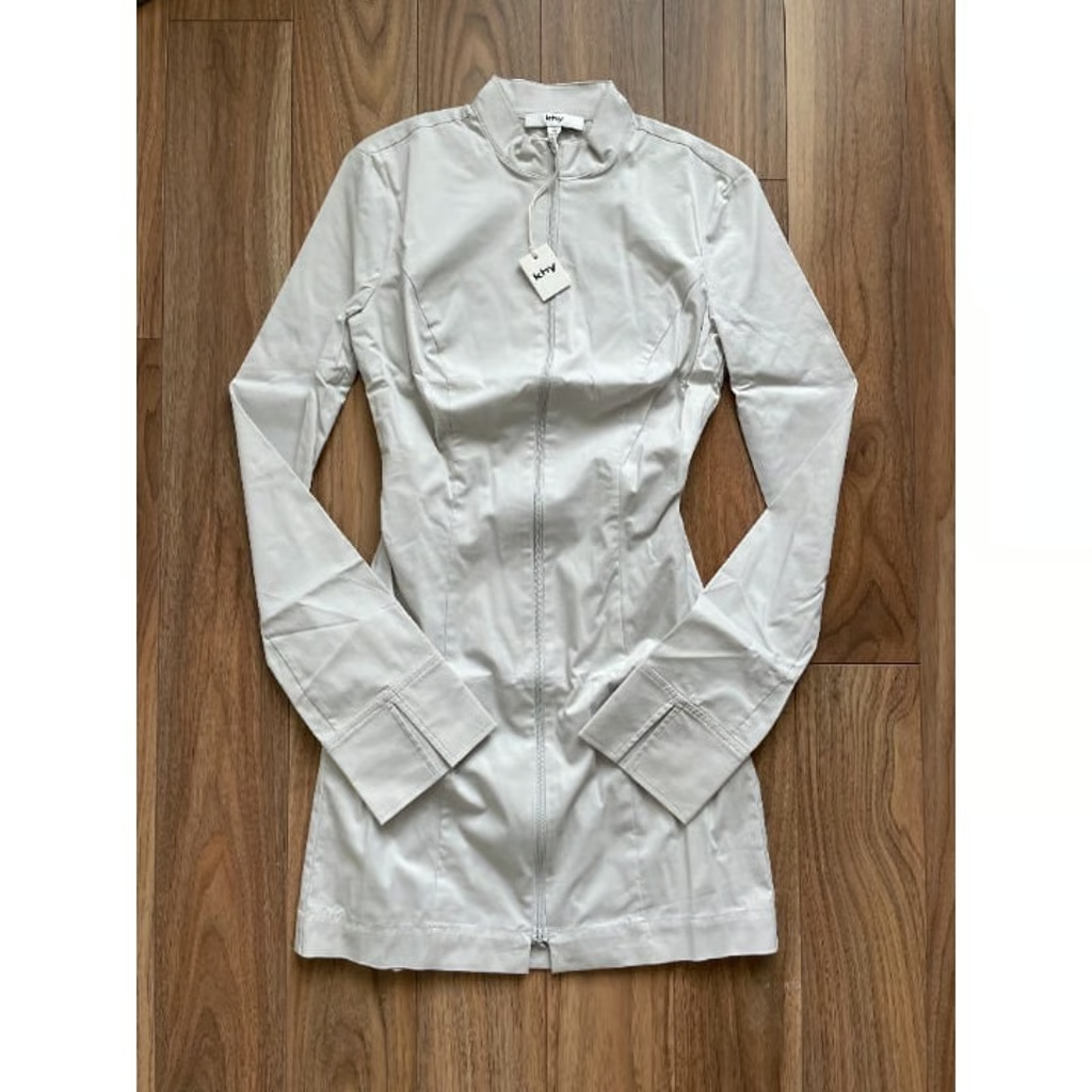 NWT] Khy Poplin Zip Mini Dress - Size 00 Light Gray | eBay