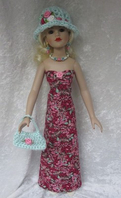 Made to fit KITTY COLLIER #12 Dress, Hat, Purse, Necklace & Earring, Clothes Set