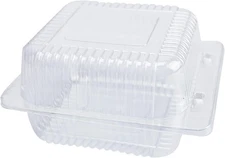 Clear Square Plastic Hinged Food Containers, 50PC Cake Slice Containers, Disposa