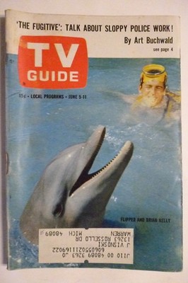 Detroit June 5 TV Guide 1965 FLIPPER Ivan Tors FUGITIVE Buchwald Phyllis Diller