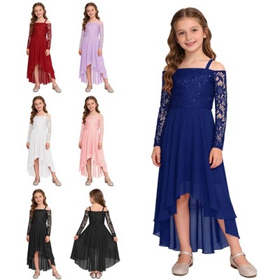 Mädchen Festlich Kleid für Prinzessin Spitze Kleider Hochzeit Blumenmädchenkleid