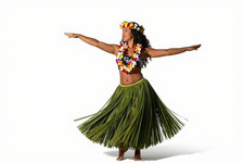 7 Pcs Hawaiian Luau Hula Tan Skirt Costume Set Flower Accessories NEW