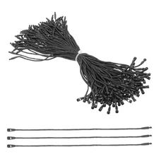 100 Pcs Wax Hang Tag String, 8 Inch Black Snap Lock Pins Loop Price Tag