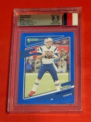 Tom Brady 2021 Press Proof Game Used 3 Color Match Patch BGS 9.5 Gem Mint POP 1