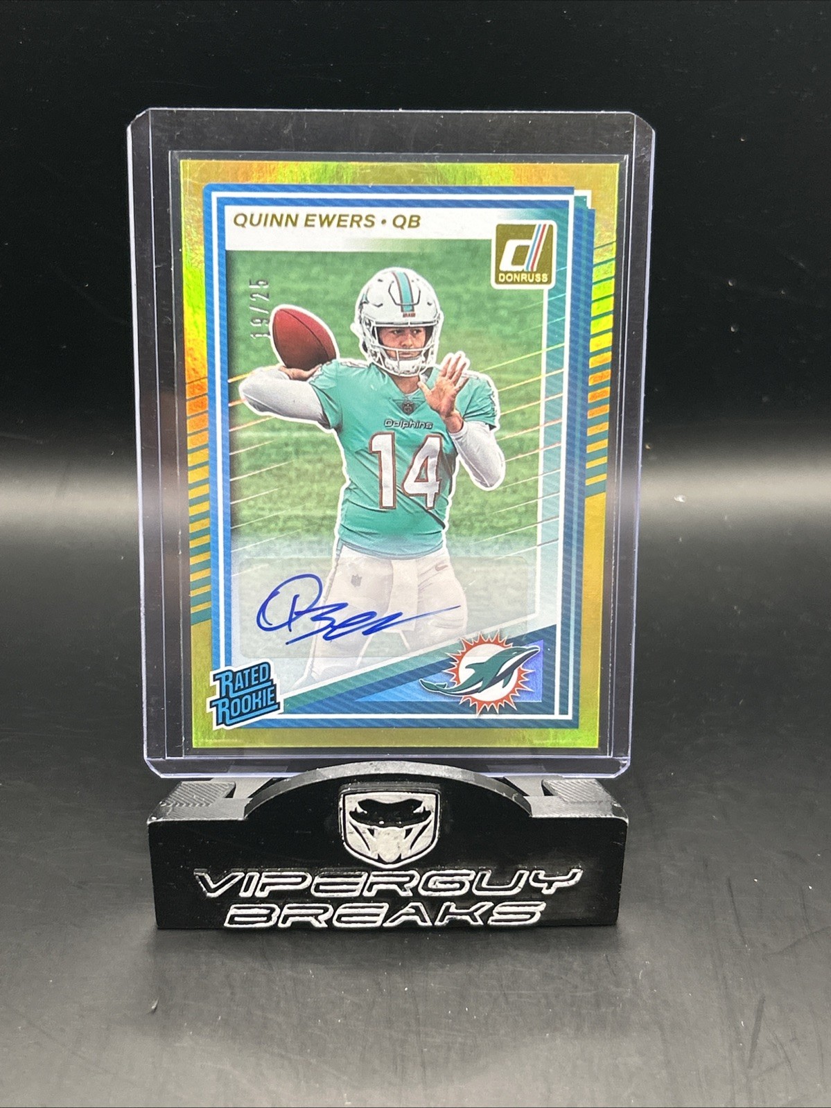 2025 Quinn Ewers Donruss Rated Rookie Gold Autograph Auto #/25 RC