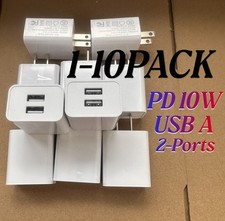 Dual USB A Port Jack 5V 2A 10W Power Adapter 5 Volt 2Amp AC to DC Charger US Lot