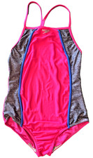 Speedo No Wedgie Worry Swimsuit Girls Size 14 16 One Piece Multicolor Hot Pink