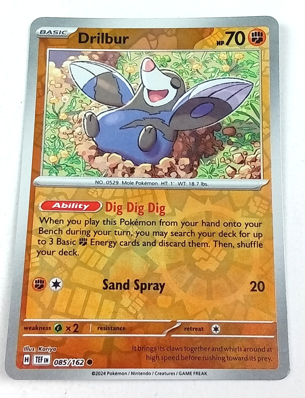 Drilbur 85/162 Temporal Forces Reverse Holo Pokémon Card 2024