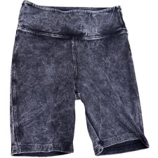 T.LA Bike Shorts Women XSP Gray Mineral Wash High Rise Made in USA Cotton Gym