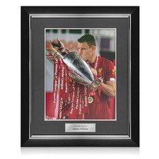 James Milner Signed Liverpool Football Photo: EPL Trophy. Deluxe Frame