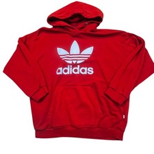 ADIDAS ORIGINALS TREFOIL HOODIE Red Men's Size Medium Y2K