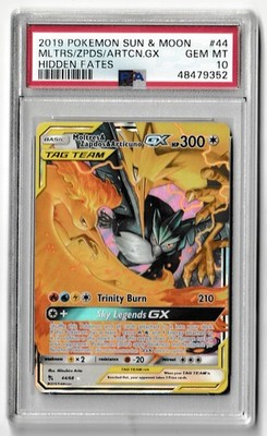 Pokemon PSA 10 Moltres & Zapdos & Articuno GX 44/68 Hidden Fates