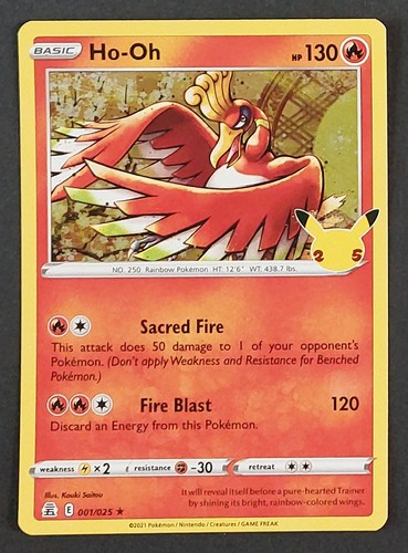 2021 Pokemon - Ho-Oh #1/25 - 25th Anniv Holo Celebrations - NM