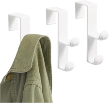 Idesign over the Door Plastic Dual Hook Hanger for Coats, Jackets, Hats, Robes