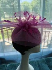 Women s Pink Mesh Feather Fascinator Headpiece, One Size, Solid Wedding Party
