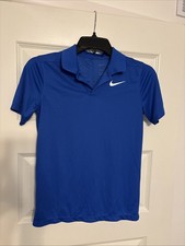 Nike Golf Dri-Fit Boys Blue Polo Shirt Youth Medium Loose Fit
