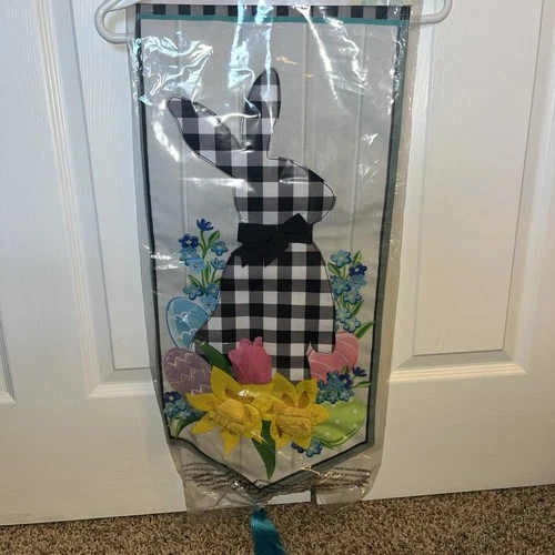 Gingham Easter Bunny Flag By Evergreen Everlasting Impressions NIP
