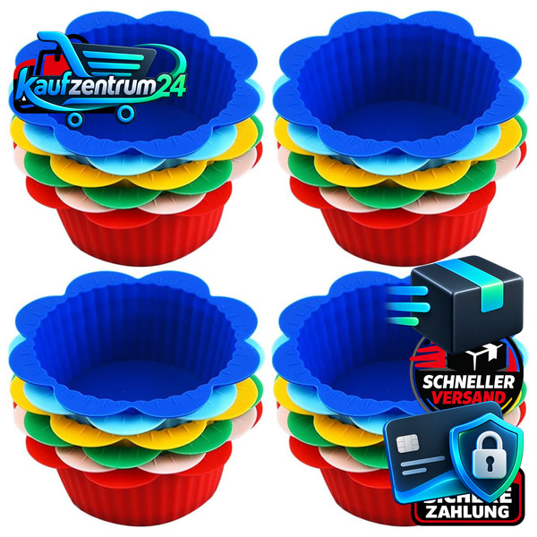 MuffinföRmchen Silikon Wiederverwendbar 24 StüCk Antihaft Blumenform-image