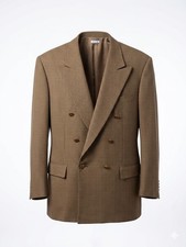 Great Mens Brioni Beige Tweed Double Breasted Sport Coat Blazer 44US