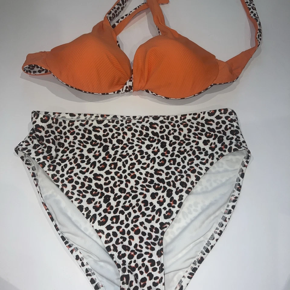 Bikini Coco Reef para mujer XL animal print blanco marrón naranja traje de baño nuevo sin etiquetas Foto 2 de 4