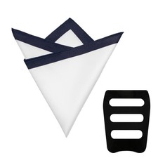 Mens Handkerchief with Pocket Square Holder for Wedding Casual Navy Blue White