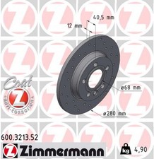 2x ZIMMERMANN Bremsscheibe SPORT Z 600.3213.52 für TRANSPORTER T4 VW 2E2 70A 70H