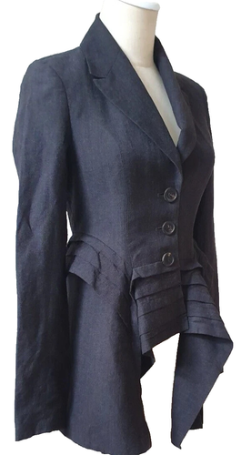ALL SAINTS Alis Frack Jacke Leinen & Wolle anthrazit grau Damen UK10