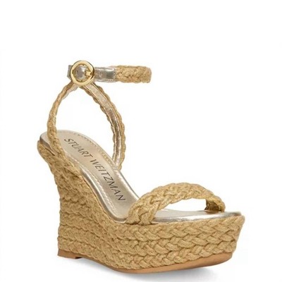 Stuart Weitzman Brada Strap Espadrille Wedge Platform Jute Sandal SPAIN 7.5; NIB