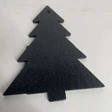 5” slate Christmas tree ornament - for craft or laser engraving - dbl side gloss