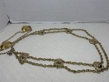 vintage gold-tone chain belt featuring lion head medallions