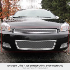 Fits 2006-2013 Chevy Impala/14-16 Limited Stainless Chrome Mesh Grille Combo