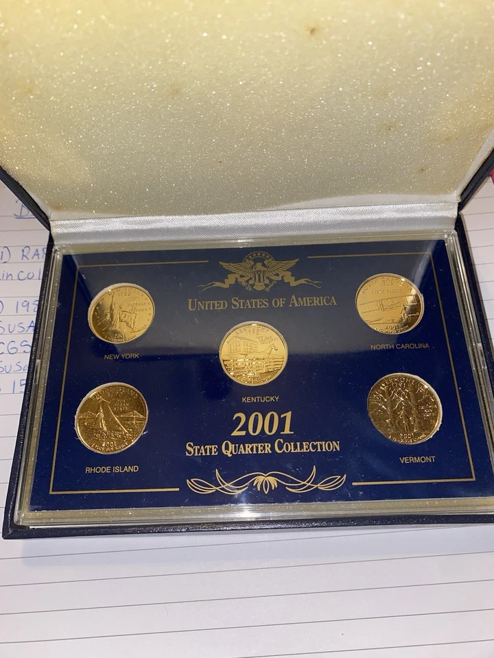 2001 US Statehood Quarters GOLD PLATED ** 5-Coin Set ** - Image 3 of 4