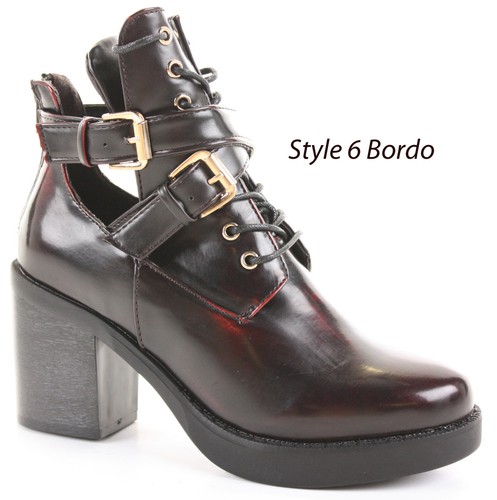 Ladies Womens Cut Outs Buckles Chelsea Chunky Ankle Block Heel Boots Shoes Size - Picture 33 of 109