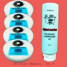 JFJ Original POLISHING COMPOUND #1 Blue 12oz + 4 BUFFING PAD Easy Pro / PLUS+
