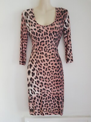 Just Cavalli Damenkleid Animal-Print Leopardenmuster UK-Größe 10 Stretch UVP 210 £