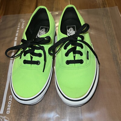 Vans Off The Wall NEON Green lace up Shoes Sneakers Black Soles Size W  M