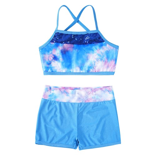 Kids Girls Swimsuit Gymnastic Sportwear Two Piece Swimwear Swimming Activewear - Picture 56 of 87