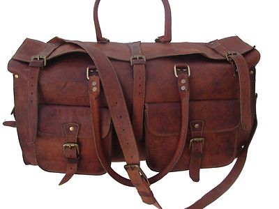30 A Vintage Leather Duffel Weekend Overnight Travel Gym Bag Holdall