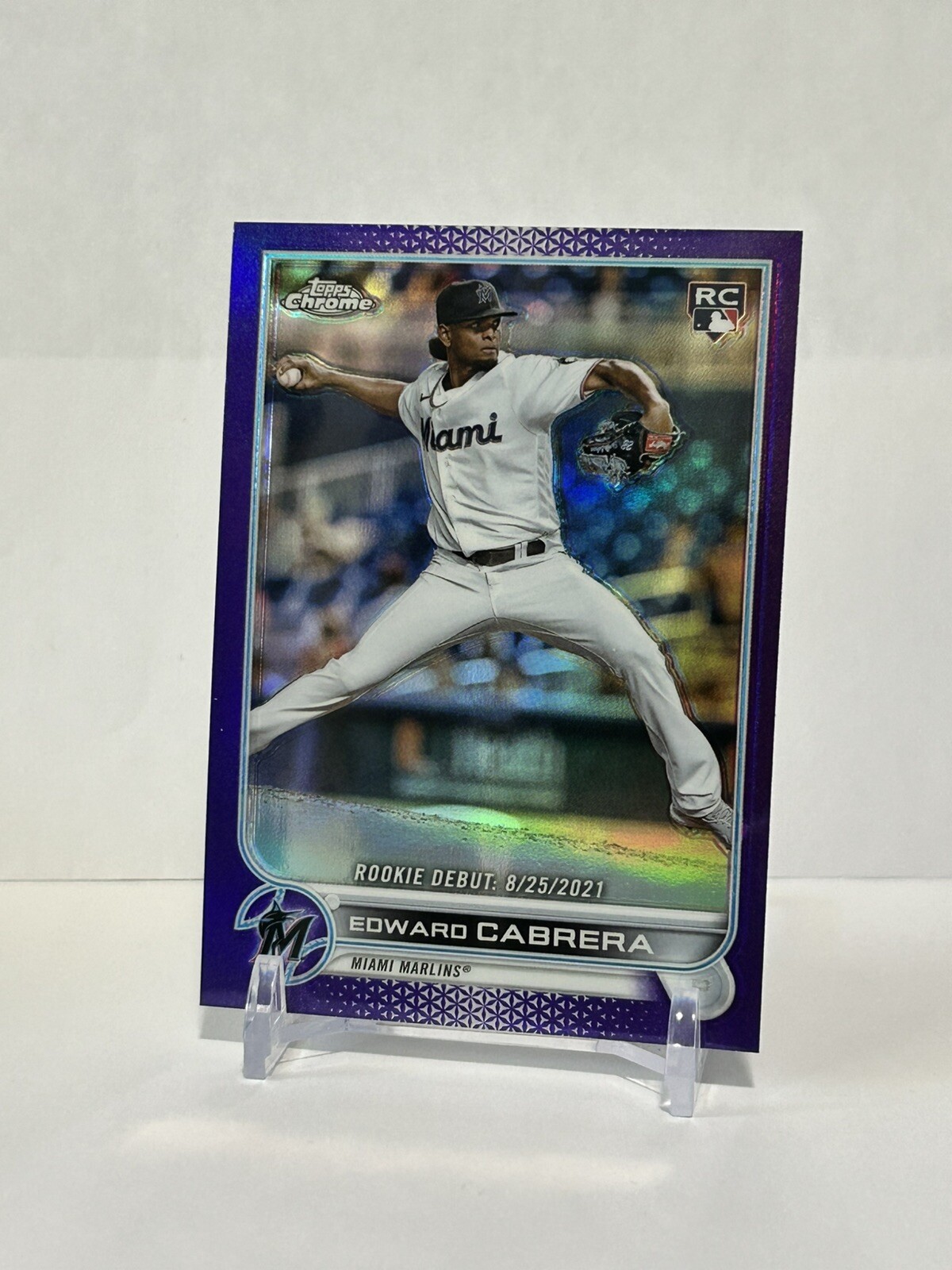 2022 Topps Chrome Update Edward Cabrera Rookie Debut Purple Refractor #USC87