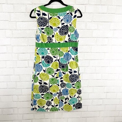 Boden grün & blau Blumenmuster ärmellos A-Linie Midikleid Damen US Größe 6 normal - Bild 6 von 9