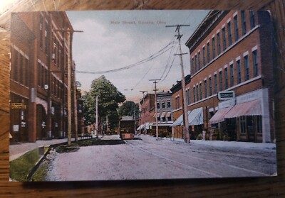 Rare 1907 Main Street TROLLEY HORSECAR TRAM GENEVA Ohio Post card unmailed