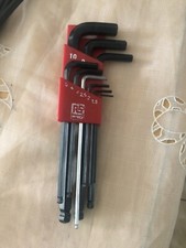 RS Pro 9 piece L-Shape Metric Hex Key Set (1.27mm-10mm)