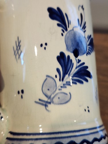 Vintage Delft Blue Stein Mug Hand Painted Holland 6.5" Tall - Picture 9 of 12