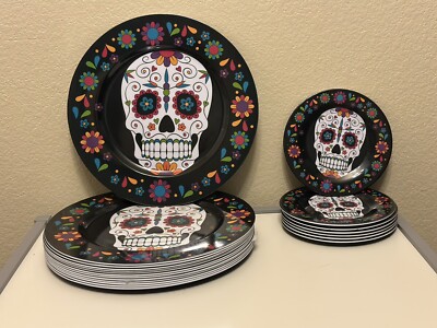 13 Day Of The Dead Dinner Plates, 6 Desert Plates