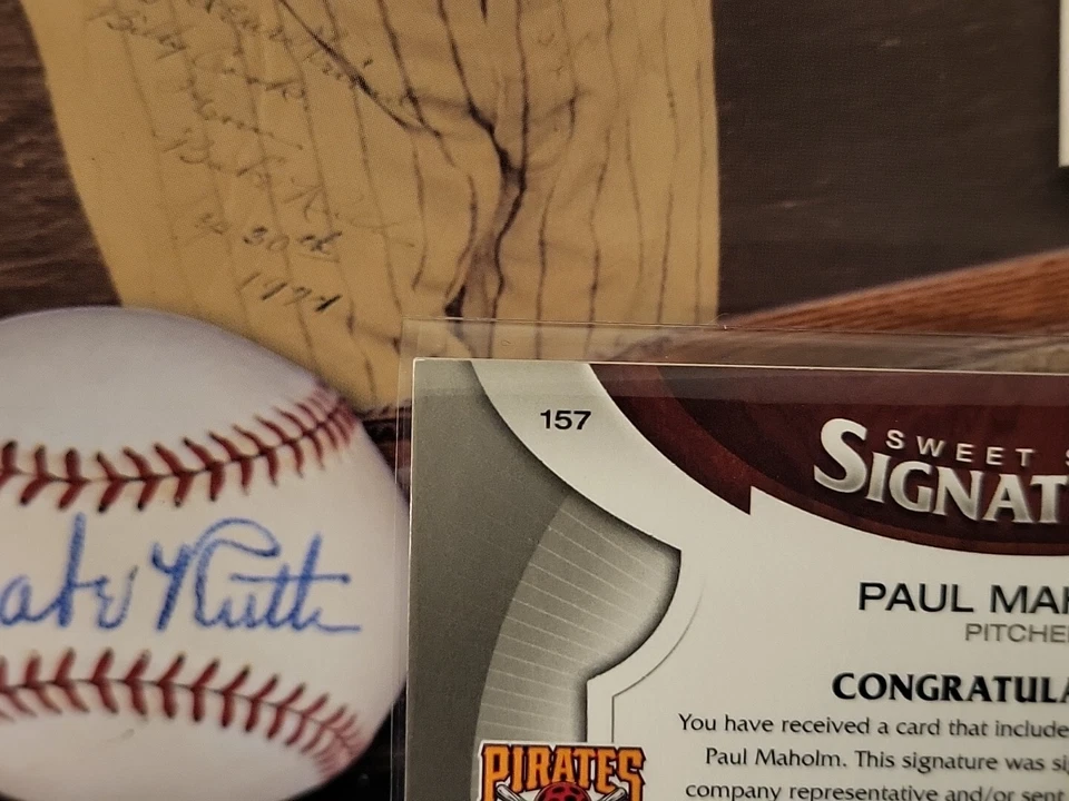 Sweet Spot Paul Maholm Signatures Ball Auto SP 01/200 #157 Pirates 2006 🔥 Foto 3 de 4