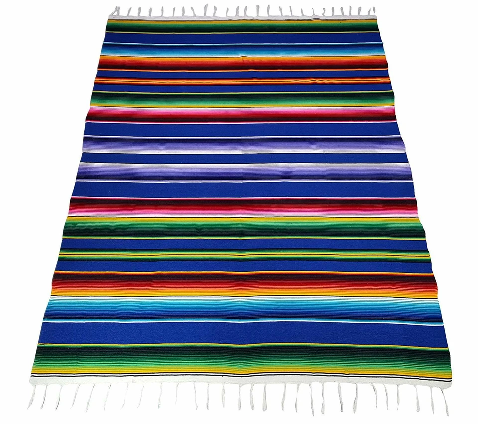 Artisan Falsa Mexican Blanket Saltillo Serape Yoga Throw Made in Mexico X-Large  - Image 2 of 4